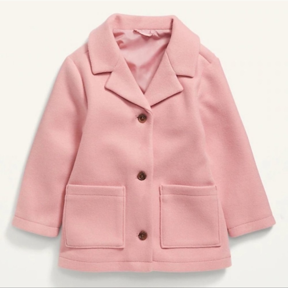 Old Navy Soft-Brushed Button-Front Coat Toddler Girls Classic Trench Pink NWT